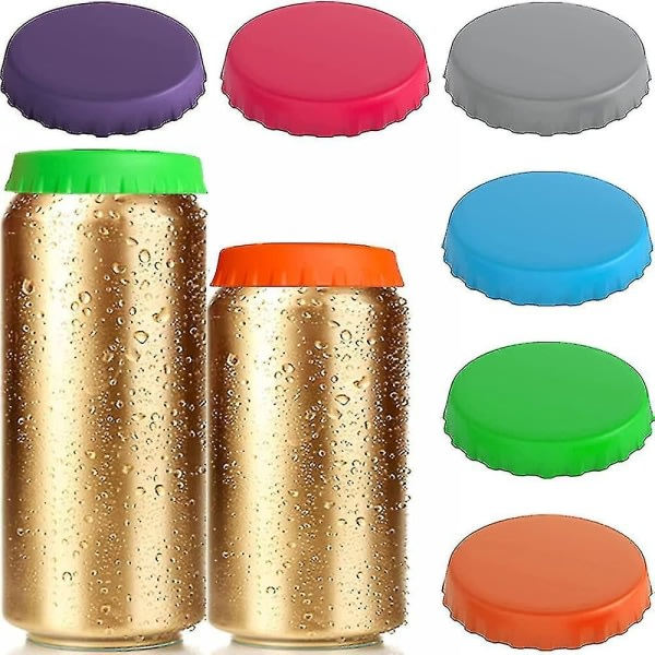 Soda Can Lids, 6-Pack Återanvändbara Silikonburkar för Soda/Dryck/Öl, Passar Standard Soda Cans (Flerfärgad)