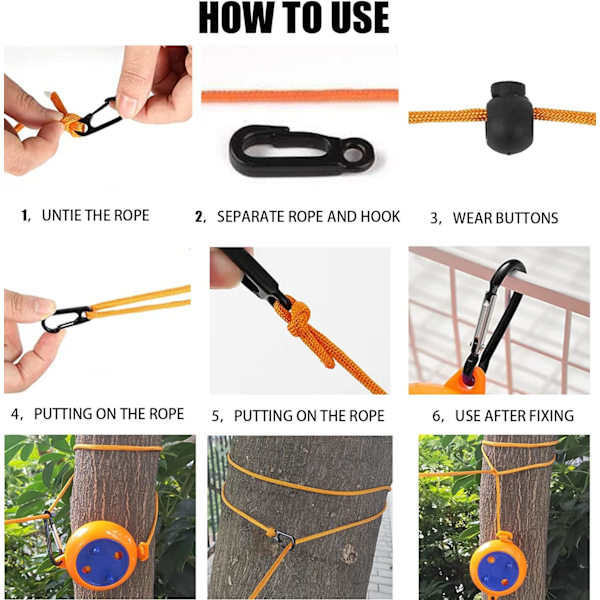 Kannettava matkapyykkiteline, säädettävä retkeilypyykkiteline, 8 m anti-tangle -kokoonvedettävä pyykkiteline, 10 kiinteällä soljella ja 20 pyykinpuristinta (8 m oranssi)