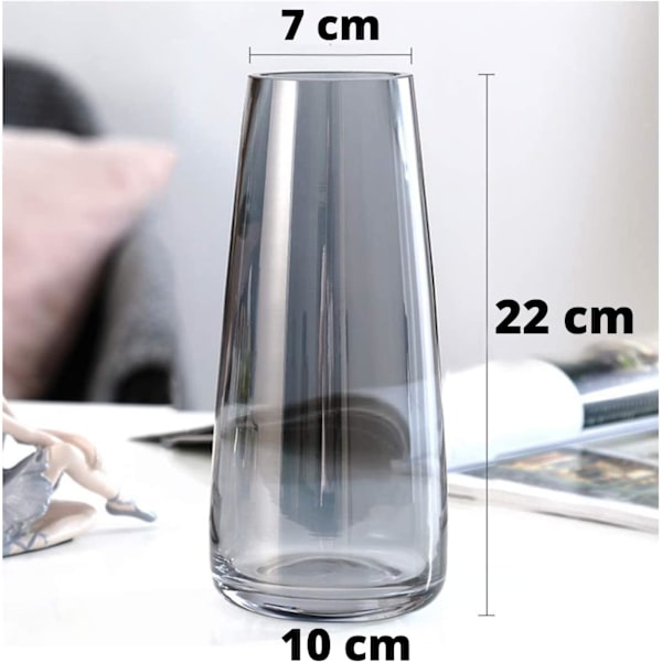 Premiumkvalitet Utsökt Klar Stor Hög Vas 22 cm - Heminredning, Rum Bondgård, Mittenstycke, Patenterad Design-Grå