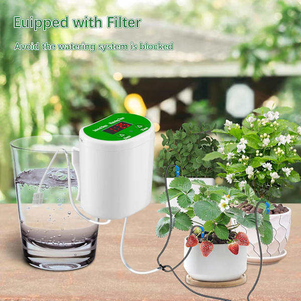 Automatisk vandingssystem USB 8 Droparrow Ferieplante vanding enheder til indendørs potteplanter LED-display DIY Automatisk plantevander Gave