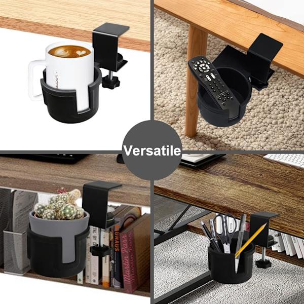 Skrivebords kopholder 180° roterende under bord kopholder anti-spild vandflaske stativ kaffekop opbevaring til hjemmekontor og skole