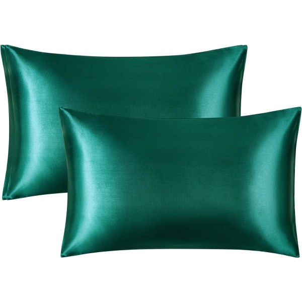 Satinpudebetræk 2-pak - Grå pudebetræk til hår og hud Standardstørrelse med konvolutlukning, 50x75 cm