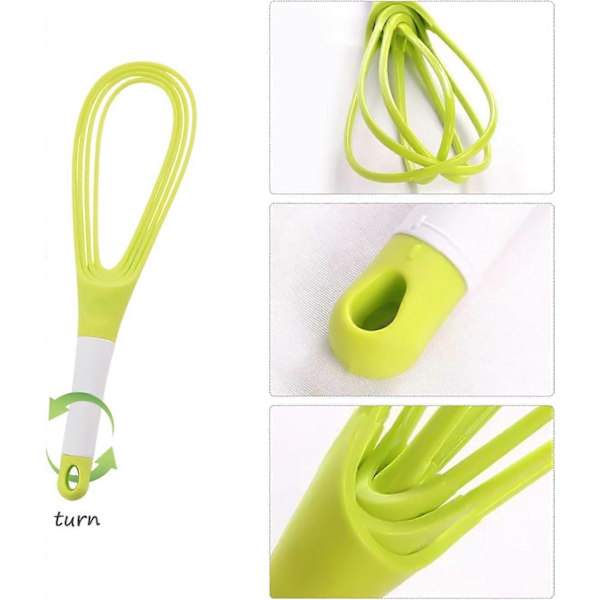 2 stk. roterbare og sammenleggbare manuelle eggvisper, non-stick eggvisper, multifunksjonelle håndmiksere (grønn, gul)
