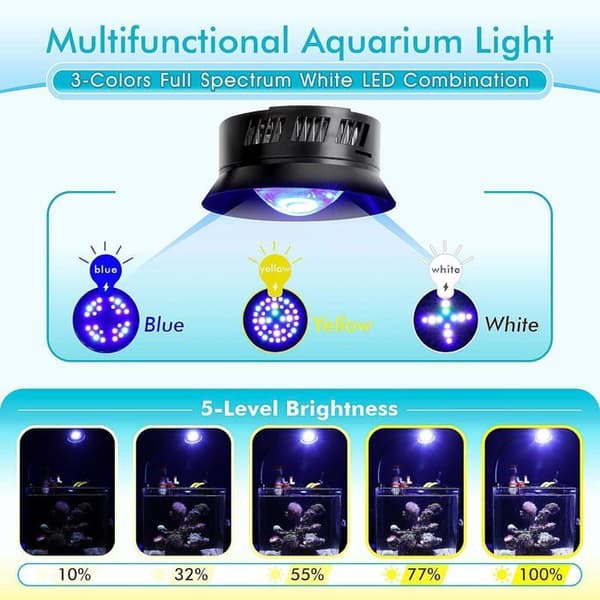 Clip-on LED akvariebelysning til saltvand