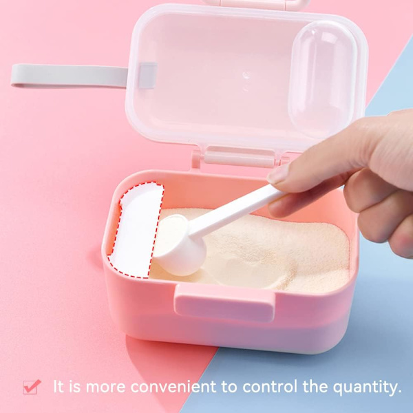 One Touch Formula Powder Pots, Mælkepulver Dispenser Pot, med forseglet silikone ringdæksel, nivelleringsbjælke og ske, til rejsemadning, 450 ml pink