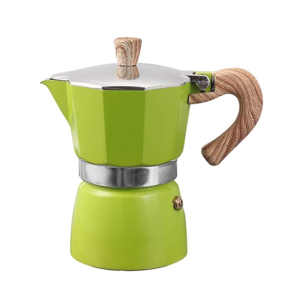 Espressomaskin i italiensk stil i aluminium, perkolator, vannkoker med komfyr - Green 150ML