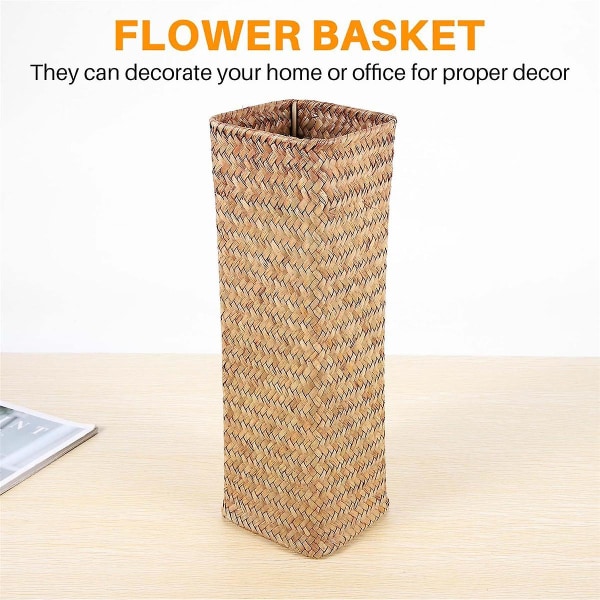 Rattan Blomster Vase Bambus Kurver Dekorasjon Vas Blomster Frukt Kurv Blomster Vase Høy Vas Dekor