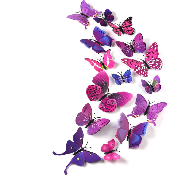 36 stykker 3D sommerfugle dekoration, sommerfugl vægdekoration,