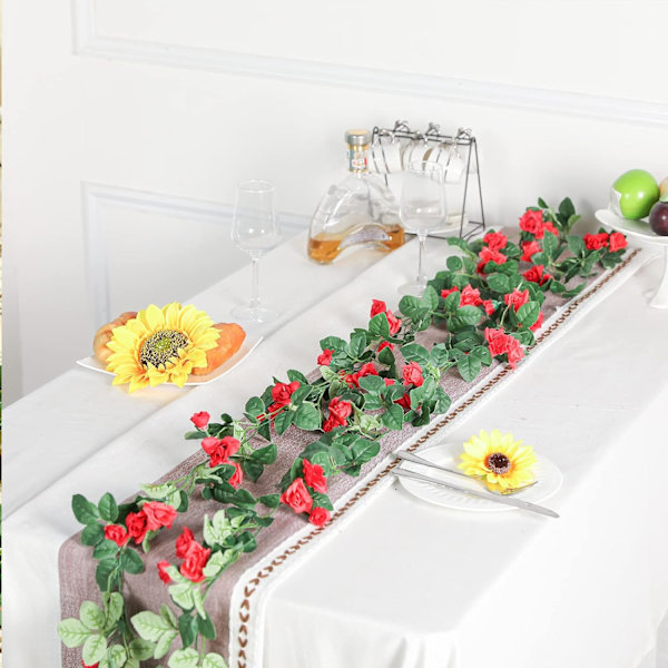 Rosekrans Kunstig Blomst, 2 Pak (4,5 m) Krans Dekorationer, Hængende Blomster Roser, Bryllup, Dekoration Hjem, Have Hængende Planter