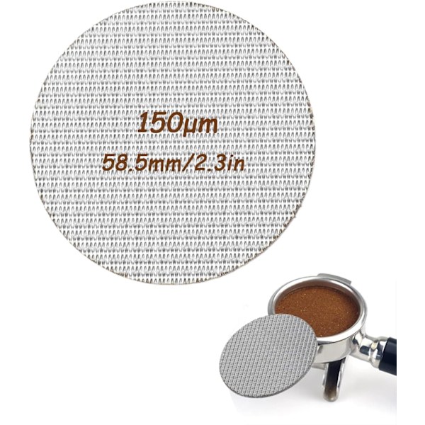 58,5 mm Espresso Puck-skärm, 150 μm Mesh Kaffefilterplatta Backflush Filter Mesh-skärm, Återanvändbar för Kaffemaskinhandtag 1,7 mm Tjocklek