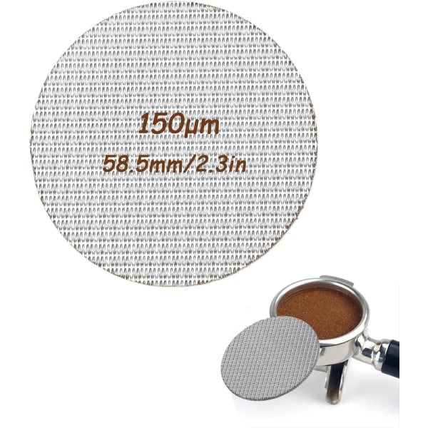 58,5 mm Espresso Puck-skjerm, 150 μm Mesh kaffefilterplate Backflush Filter Mesh-skjerm, gjenbrukbar for kaffemaskinhåndtak 1,7 mm tykkelse