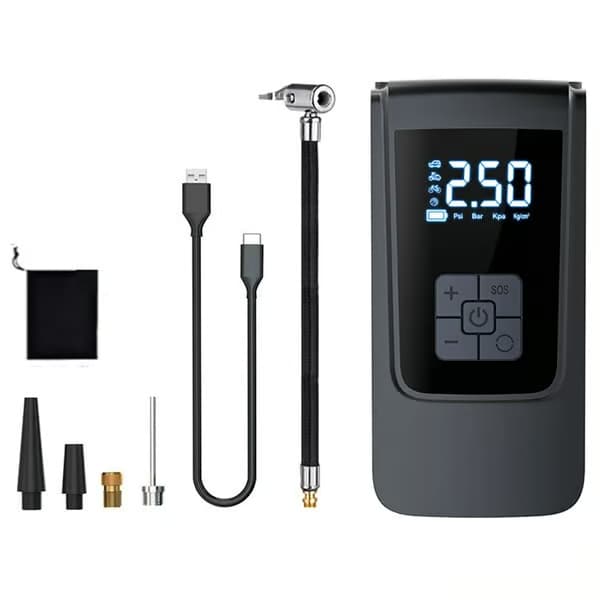 Smart bildækpumpe højkapacitets luftpumpe med LED-lys 7,4/12V Wireless+USB