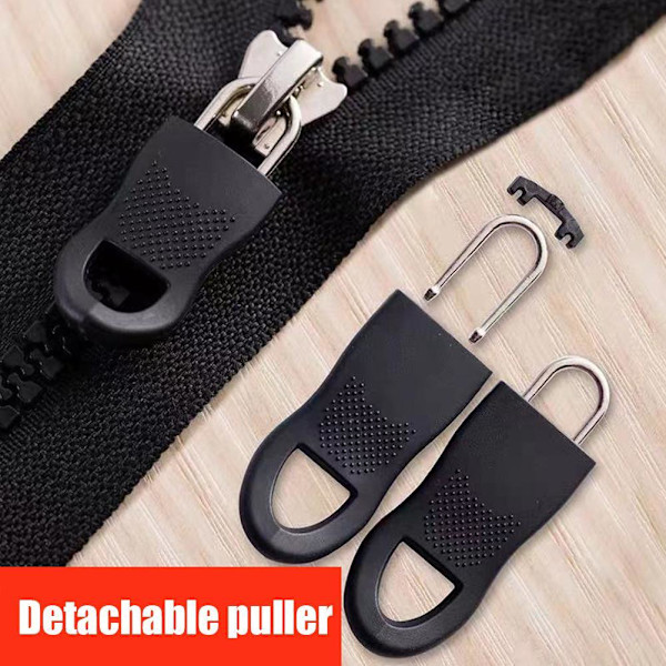 Universal Metall Dragkedja Fixare Slider Dragare Blixtlås Ersättning Reparation blackA L 10pcs