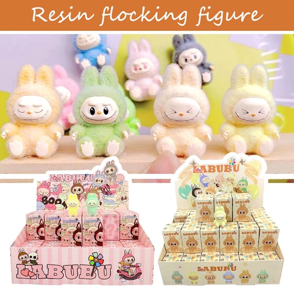 Tecknad Labubu Resin Flocking Docka Blind Box Hänge Söt Bok B First generation 1pcs