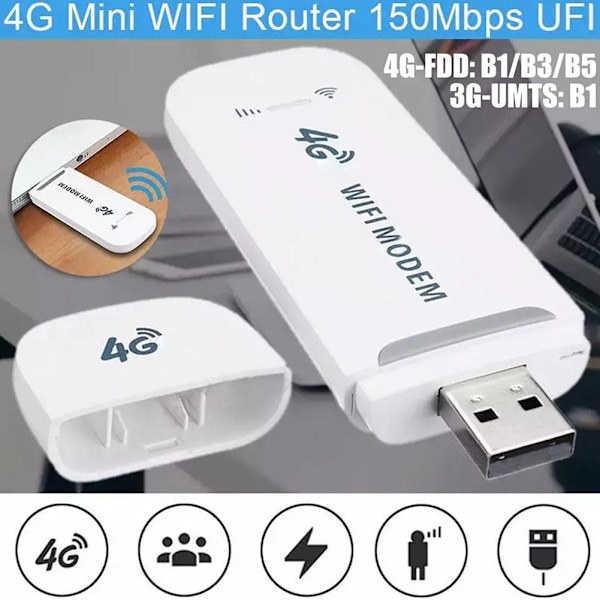 4G LTE olåst USB WIFI-dongel modem trådlös router SIM-mobil white one size