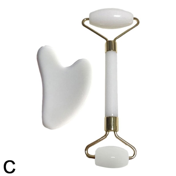 Jade Roller & Gua Sha Ansikte Kropp Terapi Massager Sten Set green 2pcs