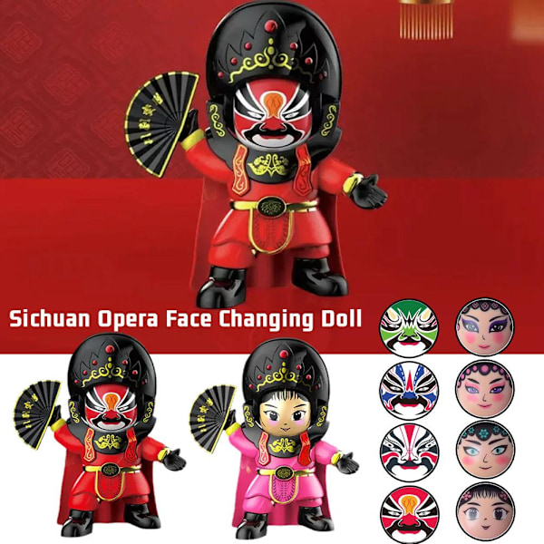 Kreativ Sichuan Opera Ansiktsförändrande Ornament Mask Docka Figurin Red one-size
