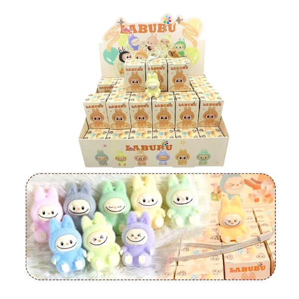 Tecknad Labubu Resin Flocking Docka Blind Box Hänge Söt Bok B First generation 1pcs