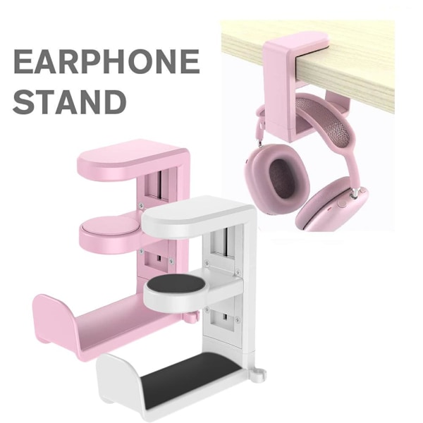 360° PC Gaming Hörlurar Headset Hörlursställ Krok Under Skrivbord white one-size