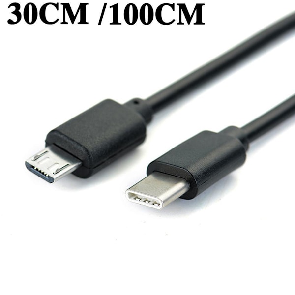 1X USB-C Typ C till Micro USB Hane Synk OTG Laddning Dataöverföring blackA 0.3m