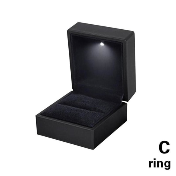 Mini smyckeskrin bröllop ring ask present förlovning sammet smycken black ring