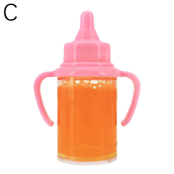 Nappflaskor för babydockor, magisk set med försvinnande mjölk, låtsaslek Pink 1pcs