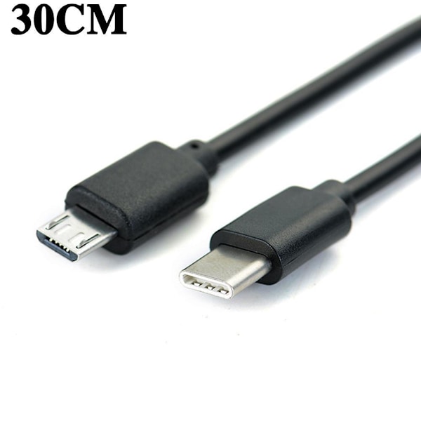 1X USB-C Typ C till Micro USB Hane Synk OTG Laddning Dataöverföring blackA 0.3m