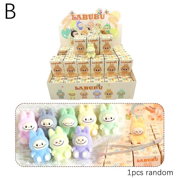 Tecknad Labubu Resin Flocking Docka Blind Box Hänge Söt Bok B second generation 1pcs