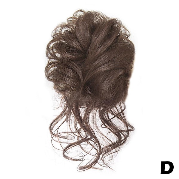 Lockigt stökigt bullhår Scrunchie Updo hästsvanshår Extensio Brown black one size