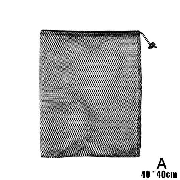 Mesh Stuff Sack Hållbar Nylon Mesh Dragsko Tvättpåse för Ri black1 40*40