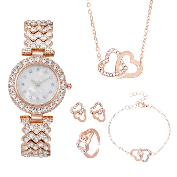 5 ST Fashion Klocka med Strass Smyckesset B7W6 R5A8 O1K1 R Golden One size