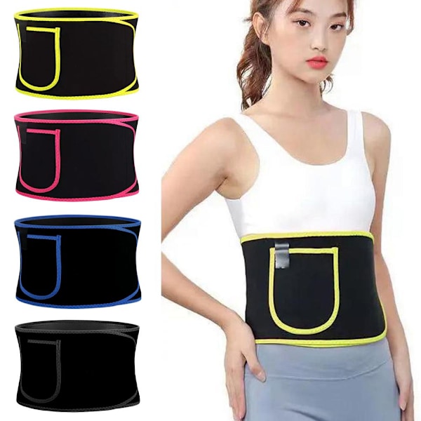 QHUDLV Midjetrimmer för Kvinnor Män - Justerbart Svettband för Midjan Black One size