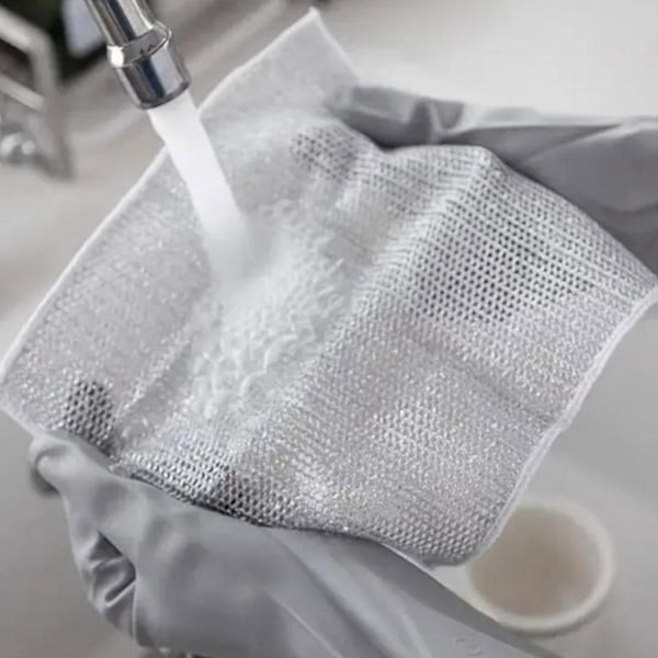 Dubbel rostfri skrubb, tråddisktrasor nät 2024 Silver wire + sponge ragB 10pcs