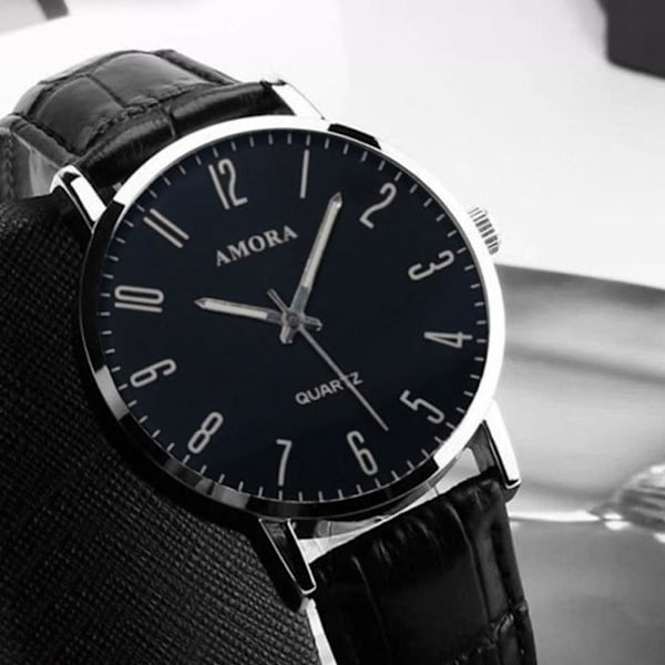 Klocka för män Ej vattentät Original Rostfritt Stål Quartz Bla Black One size