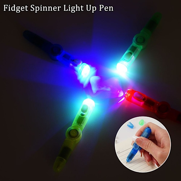 Fidget Spinner Light Up Pen - Sensorisk leksak autism stressavlastning K green one-size