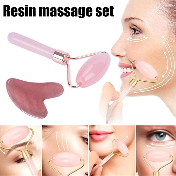 Jade Roller & Gua Sha Ansikte Kropp Terapi Massager Sten Set green 2pcs