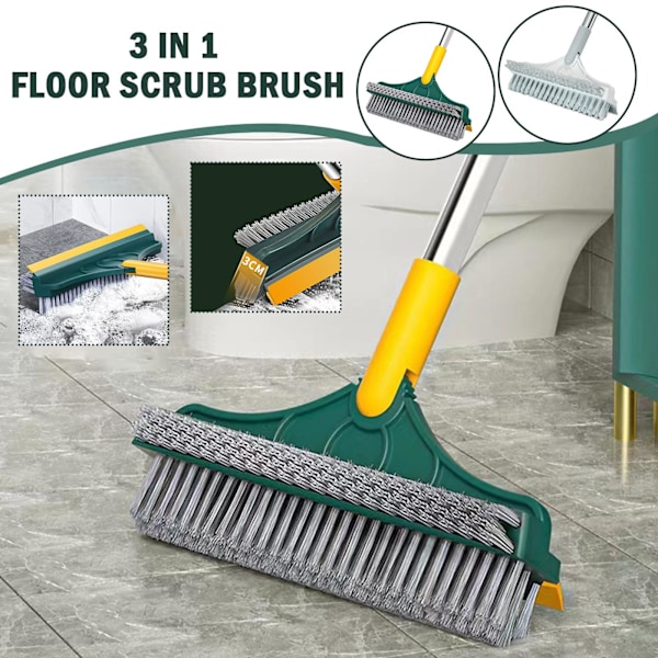 3 i 1 Rengöringsborste Golv Skrubba Kvast Torkare Skrapa G8B2 Verktyg Green One-size