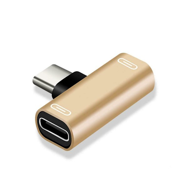 2-i-1 Dubbel USB-C Typ C Splitter Adapter till Hörlurar För Andro black A