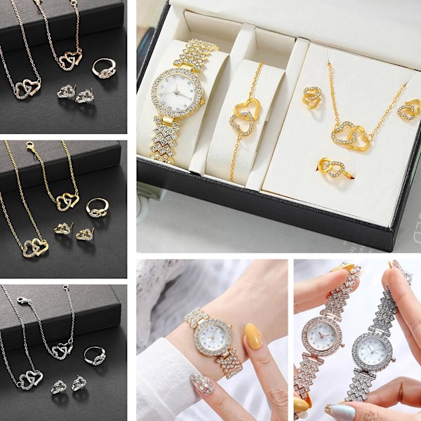 5 ST Fashion Klocka med Strass Smyckesset B7W6 R5A8 O1K1 R Golden One size
