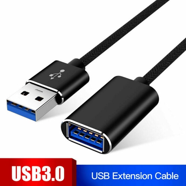 USB 3.0-förlängningskabel 0,5 m hane till hona datakabel för höghastighetsdataöverföring blackA 100cm