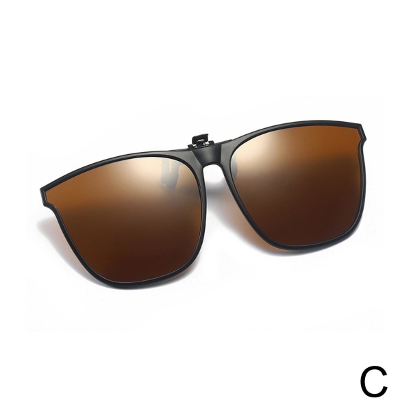 Retro Clip On Solglasögon, Polariserade Clip On Solglasögonlinser, U brown One-size 3pcs