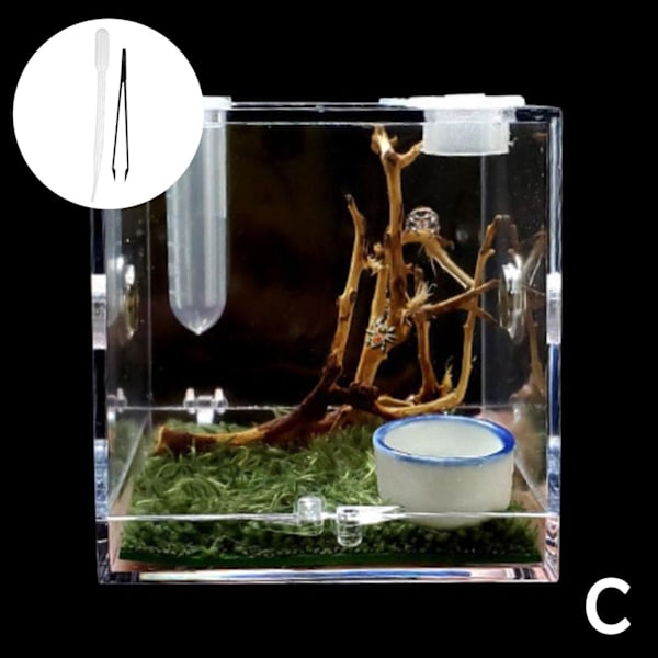 NY Hoppande Spindel Habitat Akryl Avelslåda Bur Liten För S thermometer One-size