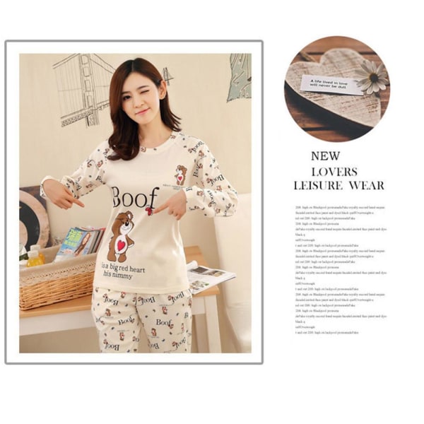 Söt tecknad prick pyjamas lös passform vardagsrum kostym set Doll bear XXL