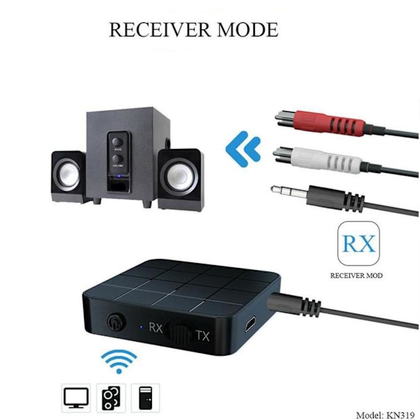 Trådlös Bluetooth 5.0 Sändare & Mottagare Ljudadapter 2-i-1 M