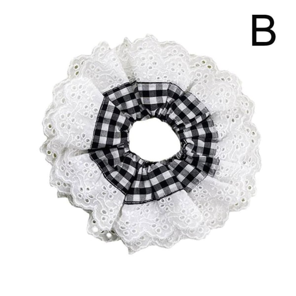 Ins Lolita Lace Scrunchies Blommig Temperament Hårrep Stor La whiteB  lattice