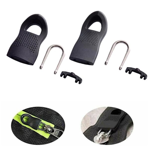 Universal Metall Dragkedja Fixare Slider Dragare Blixtlås Ersättning Reparation blackA L 10pcs