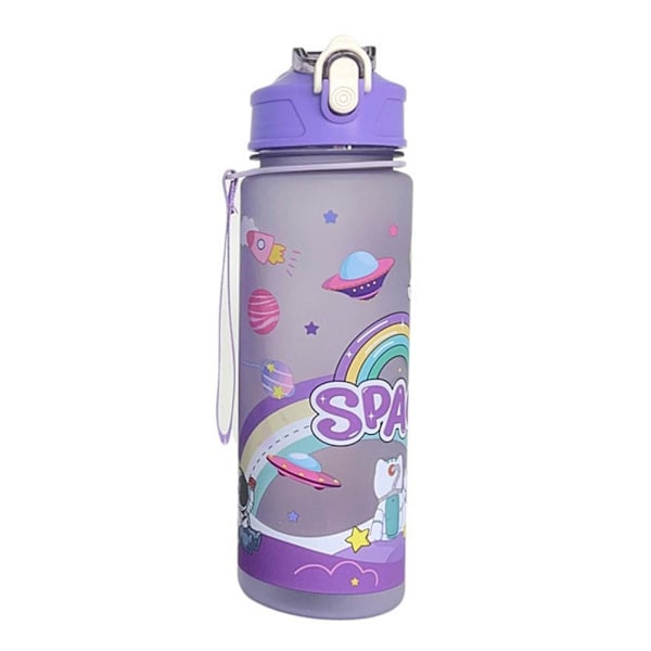 Sommartecknad Astronaut Frostad Vattenflaska Studsande Lock Sugrör pink 800ml