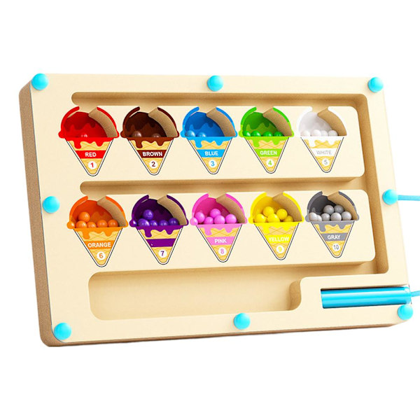 Magnetisk färg- och nummerlabyrintbräda för småbarn - Räknepussel ice cream 1pcs