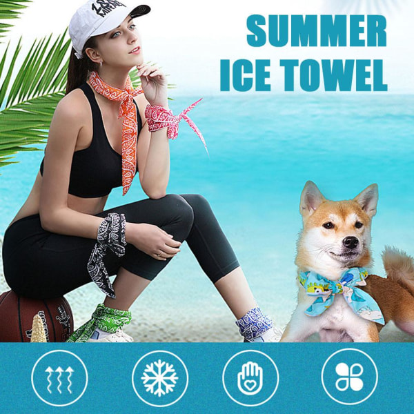 Body Ice Cooling Bandana Scarf Wrap Sommar Sport Neck Cooler Out blue One-size