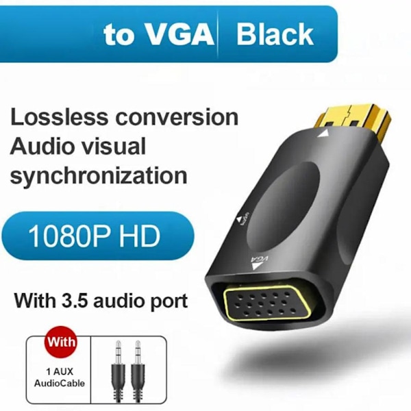 HDMI-kompatibel hona till VGA hane adapter Hot H4 blackA no audio